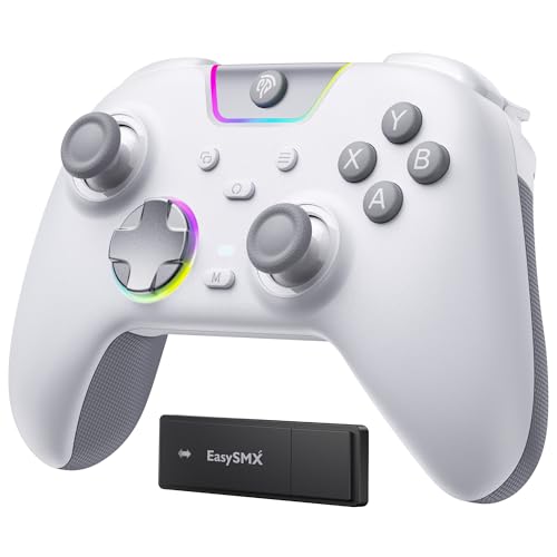 EasySMX X05Pro Wireless Gaming Controller for PC, Switch, Android/iOS | Hall Effect Joysticks, Ultra-Quiet Buttons, 2-Stage Triggers, 1000Hz Polling, Programmable, White - color: white