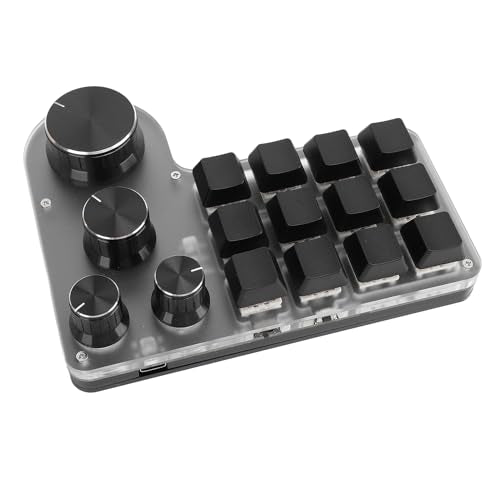 Macro Pad Macro Keyboard, Programmable Keypad Customized 12 Keys Mini Mechanical Gaming Keyboard, One Handed Keyboard Micro Keyboard Macropad 4 Knobs