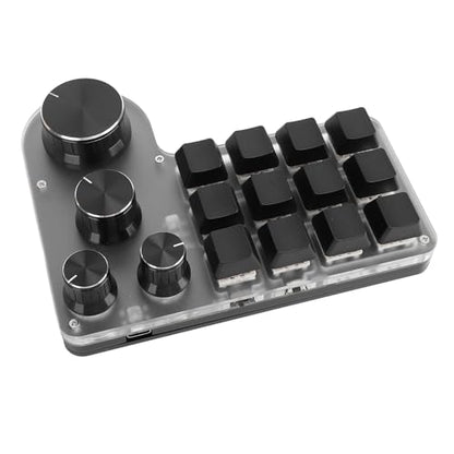 Macro Pad Macro Keyboard, Programmable Keypad Customized 12 Keys Mini Mechanical Gaming Keyboard, One Handed Keyboard Micro Keyboard Macropad 4 Knobs