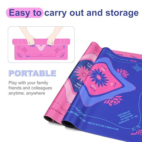 KUNTE Mahjong Mat for Table, Pink, 32x32 Inch | American Mahjong Mat with Printed Rules, Non-Slip, Quiet and Foldable, Includes Portable Tote Bag - color: Pink