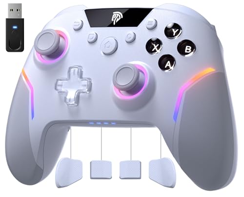 EasySMX X20 Wireless Gaming Controller with RGB Backlit, 2-Stage Hall Effect Stick, 1000Hz Polling Rate, 6-Axis Gyro on Multi-Platform, Mech Buttons- Compatible with PC/Switch/Steam/Android | RGB Backlit, 1000Hz Polling Rate, 6-Axis Gyro on Multi-Platform