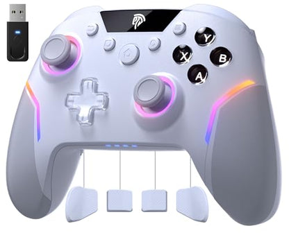 EasySMX X20 Wireless Gaming Controller with RGB Backlit, 2-Stage Hall Effect Stick, 1000Hz Polling Rate, 6-Axis Gyro on Multi-Platform, Mech Buttons- Compatible with PC/Switch/Steam/Android | RGB Backlit, 1000Hz Polling Rate, 6-Axis Gyro on Multi-Platform