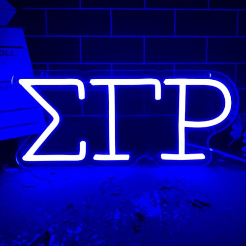 Sigma Gamma Rho Neon Light Sign, Dimmable LED Sorority Greek Lettering 11.8 x 5.1 in, Elegant Sorority Neon Signs Wall Decor for Girls Kids Room Bedroom Bar Birthday Gifts (Blue) - color: Blue