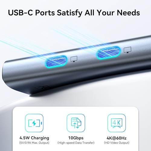 MOKiN USB C Dual Monitor Hub with 2 DP,100W PD for Laptops/Monitors | USB C Splitter/DP Alt Mode Video Output/PD 3.0 100W Charging Port/10Gbps USB 3.1/2 monitors for office,gaming