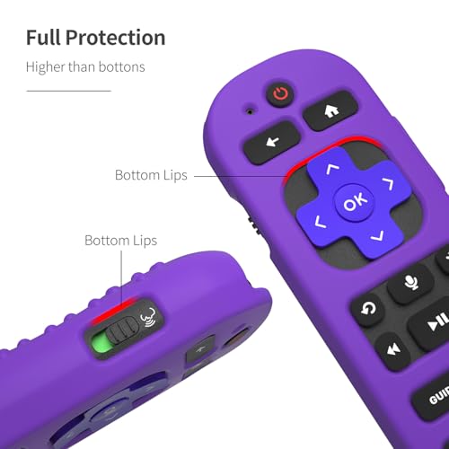 Silicone Case for Roku Voice Remote Pro 2nd Ed. RCB1R Protective Shockproof Skin with Lanyard (Purple) - color: purple