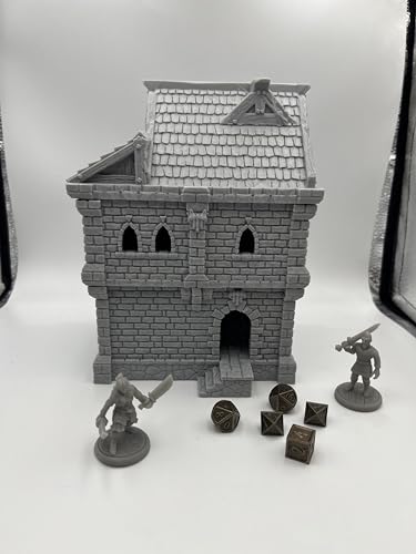 Tabletop Miniature Medieval Castle Building Terrains Compatible with D&D - 28mm Scale Scenery with Medieval Architecture Style, Collectible Dioramas, Paintable, by HAUTICO Gift for Hobby Enthusiasts