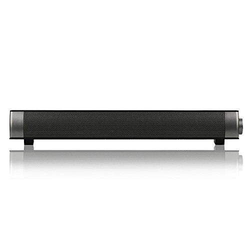 Powerful Portable Soundbar for iMac MacBook PC iPhone Bluetooth 3.0 +EDR, Speakerphone, Powerful 1800mAh Lithium Battery, Super Bass, 3D Stereo Surround Sound 2.0 Channel, Home Cinema System (Black)