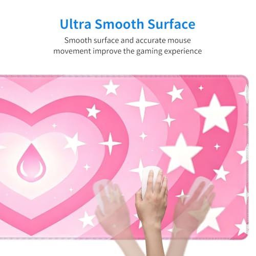 Gaming Mouse Pad, Large Pink Heart Mousepad Laptop, Extended Mouse Mat, Long XL Waterproof Keyboard Pads, Big Non-Slip Mousepads for Game Office Home, 31.5 x 11.8 in - color: Pink Heart