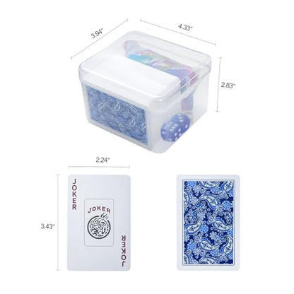 178-Piece Mahjong Playing Cards (Blue) – American & Chinese Style, Includes Storage Box, Dice, Chips & Wind Indicator – Portable, Waterproof, Travel-Friendly