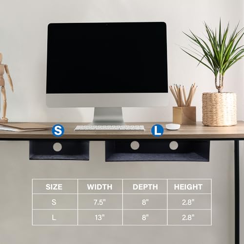 Under Desk Storage Shelf, Steel Under Desk Tray Mountable Add-On Shelf for Table Office Desk, Large (Pack of 1) - size: Large (13" x 8" x 2.8")
