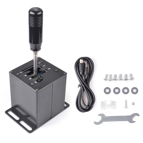 CNRAQR PC USB Simulator Shifter 6+R H Gear Shifter for LO GITECH G29/G27/G25/G920, T300RS/GT, Compatible with Gearshift PC Windows Steering Wheel for ATS ETS Dust WRC Sim Racing Game - color: 6R