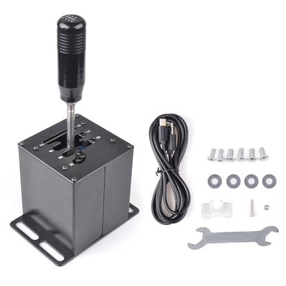CNRAQR PC USB Simulator Shifter 6+R H Gear Shifter for LO GITECH G29/G27/G25/G920, T300RS/GT, Compatible with Gearshift PC Windows Steering Wheel for ATS ETS Dust WRC Sim Racing Game - color: 6R