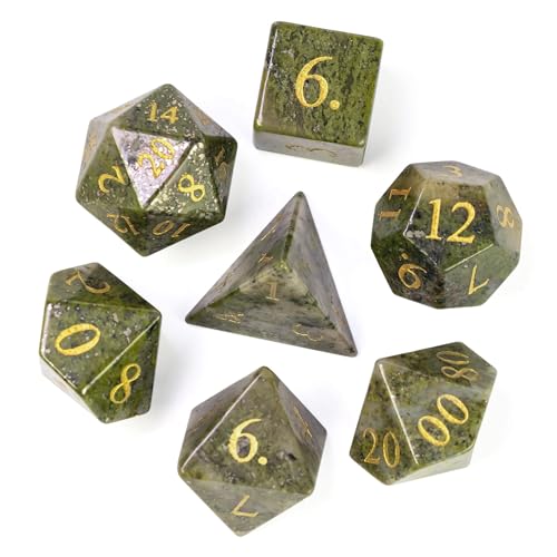 UDIXI Gemstone Dice Set D&D Chrysopal Stone DND Dice Set for Tabletop Games | Natural Stone, Premium Gift Box, DM Gift, for Dungeons and Dragons Role Playing Games - color: Chrysopal