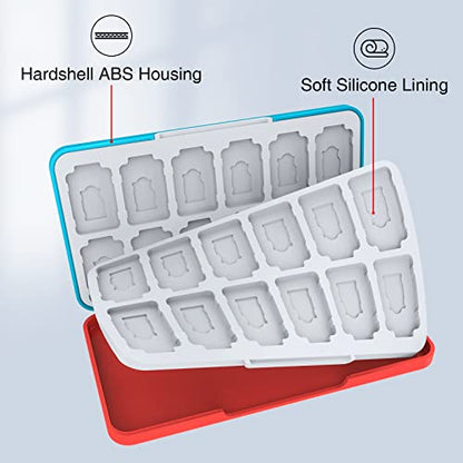 HEIYING Game Card Case Compatible with NINTENDO SWITCH 2 / Micro SD Cards | Portable Game Card Holder, Hard ABS Shell with Soft Silicone Lining, Dedicated Card Slots,Magnetic Closure for Easy Access - color: Carbon Fibre Blue Red