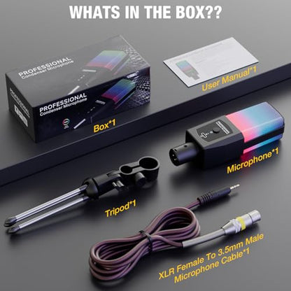 Multifunction Condenser Microphone, RGB Light Gaming Mic, 3.5mm XLR, Plug and Play for PC/Laptop/Audio Interface Mixer/Sound Card, Cardioid Studio Condenser Recording Mic for Podcast Streaming Singing