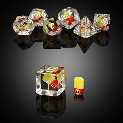 Chips DND Dice Set, DNDND 7PCS Resin Polyhedral Die with Velvet Bag for D&D Role Playing Games and Tabletop Games（Chips - color: Chips