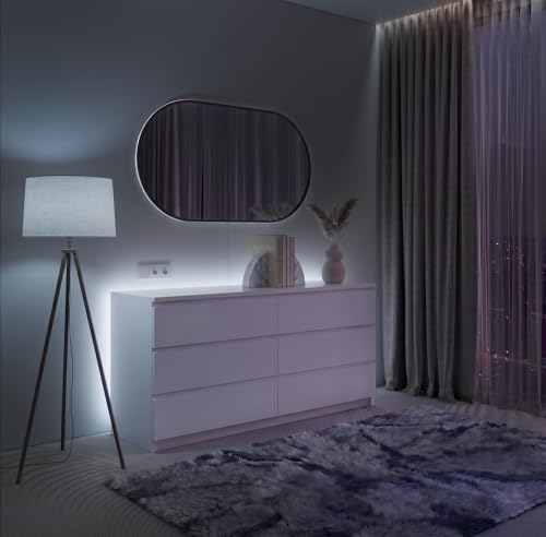 LED Backlight for Dresser & Furniture, 26.2ft Tunable White LED Strip Lights (2700K-6500K Warm to Cool), Dimmable with App & Remote, Bias Lighting, Standoff Mount Kit (4 Mounting Options) - color: Tunable White, size: Dresser & Furniture