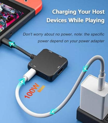 USB C Hub HDMI Adapter, 4-in-1 USB C to HDMI 4K Adapter with PD 100W, USB 3.0 5Gbps for MacBook, iPad Pro, XPS, Surface, TV Dock Station for Switch/Steam Deck Dock