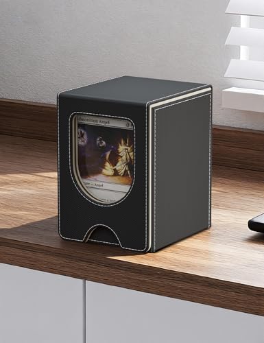 MTG Commander Deck Box, MTG Card Box with See-Through Window, Magnetic Closure Holds 100+ Double-Sleeved Cards TCG Cards(Black&Gold) - color: Black&Gold