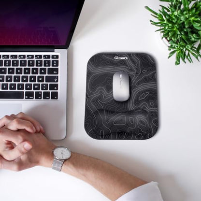 Gimars Large Smooth Superfine Fibre Memory Foam Ergonomic Mouse Pad Wrist Rest Support Mousepad with Nonslip Base for Laptop, Computer, Gaming & Office,Free Coaster Include-Topographic Map - color: Topographic Map