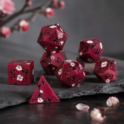 Metal Dice Set DND 7pcs with Gift Box - RPG Gift for Gamers(Plum Blossom) | Elegant gift box included, making it the ultimate present for roleplaying tabletop gamers and D&D enthusiasts - color: Plum Blossom