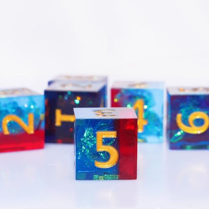 6PCS 16mm D6 Resin dice Set Dice for DND Dungeons and Dragons Role Playing Game (Blue + Red) - color: Blue + Red