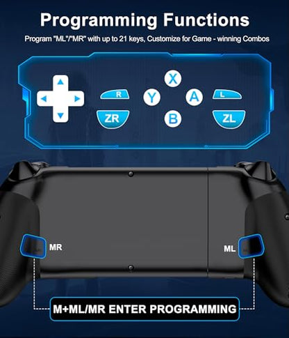 Wireless Mobile Gaming Controller, Phone Controller for iPhone/Android, Hall Joystick/Trigger, Bluetooth Handheld Gaming Controller with Programmable, No Dead Zone, Adjustable Light/Turbo, for Xbox Cloud, Steam Link