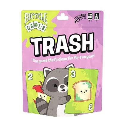 Bicycle Trash Card Game – Fast‑Paced Family Card Game for Kids & Adults, Easy‑to‑Learn Travel Game, Includes Custom Cute Trash Panda Raccoon Deck and Instructions, Fun Strategy Game for Game Night
