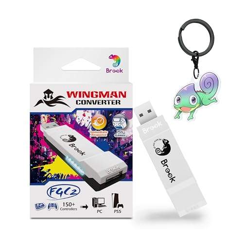 Brook Wingman FGC2 Converter with Keychain-Arcade Joystick Adapter Gamepad for PS5 & PC, Supports All PS5 Games (Official Exclusive Version)