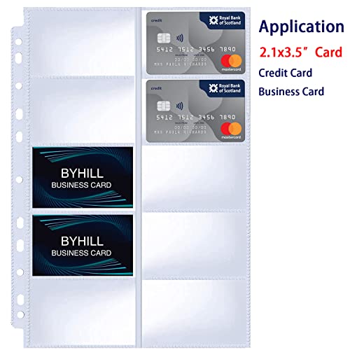 BYSTER 30 Pack 600 Pockets Business Card Sleeves Binder Sheets, Ultra-Clear Business Card Pages for 2/3/4 Ring Binder, Double Sided 10 Pocket Credit Card Pages - color: 30 Pack Sleeves