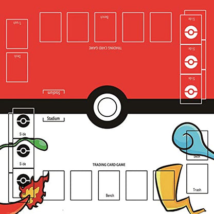 Biouai Playmat for Trading Card Game - 2 Player Trainer Mat for Game with Carry Case Tube(Red) - color: Red