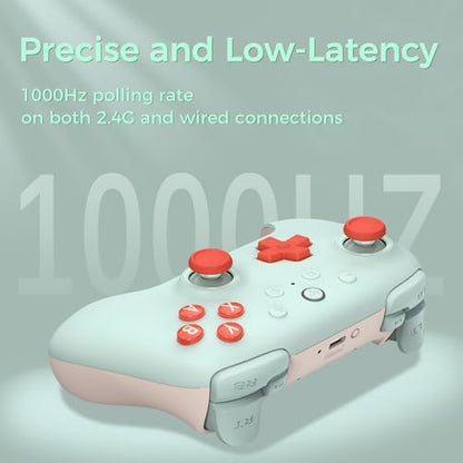 AKNES 8Bitdo Ultimate 2C Wireless 2.4G Controller for Windows PC and Android, Gamepad with Hall Effect Joysticks and Hall Triggers, 1000Hz Polling Rate, Remappable L4/R4 Bumpers - Mint | Gamepad with Hall Effect Joysticks and Hall Triggers, 1000Hz Polling