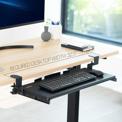 VIVO Large Keyboard Tray Under Desk Pull Out with Extra Sturdy C Clamp Mount System, 27 (33 Including Clamps) x 11 Inch Slide-Out Platform Computer Drawer for Typing, Black, MOUNT-KB05E | Keyboard Tray for Typing, Slide Out Platform, Extra Sturdy C-Clamp