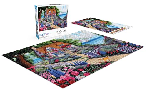 Buffalo Games Joseph Holodook, Seaside Cottage Garden, 1000 Piece Puzzle | Adult Jigsaw Puzzle 1000 Pieces, Poster Included, Precision-Cut Pieces with Snap Fit, Thicker Board, Made in USA