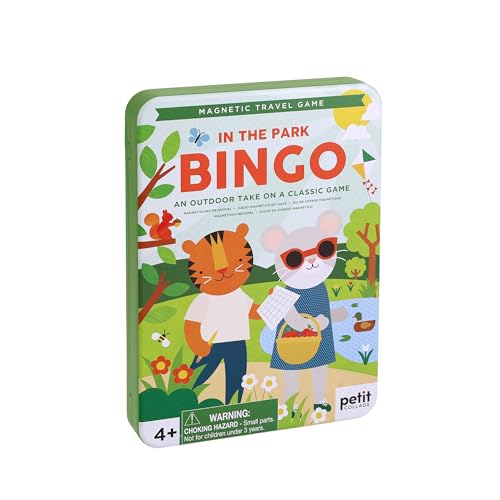 Petit Collage: Magnetic Bingo - in The Park | Outdoor Bingo Set, Find the Items at the Park | Includes Travel Tin for On-the-go Play| Great for Kids 4+