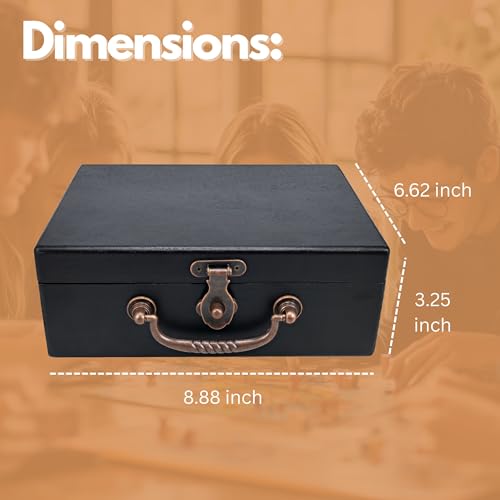 WE Games Double 9 Dominoes in Black Stained Wooden Treasure Box, Dominoes Set for Adults, Ivory Color Double Nine Domino, Classic Board Games, Tile Games - color: Black