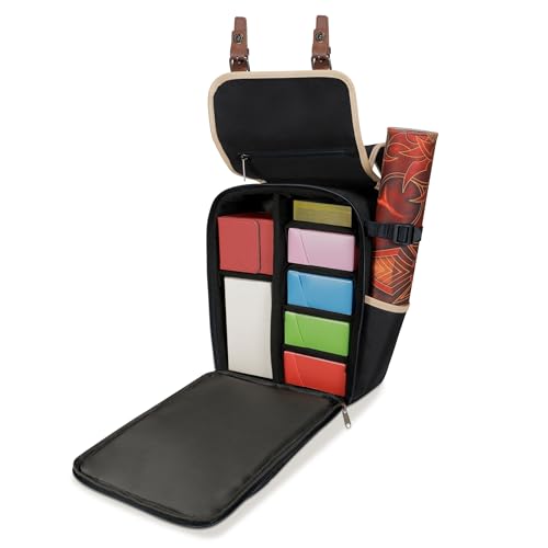 ENHANCE Designer Edition Compact MTG Backpack with Customizable Interior Fits Magic the Gathering, Lorcana & more - Accessory Pocket for Dice Bags, Booster Packs, Tag Trackers, Playmat Pocket (Black) - color: Black