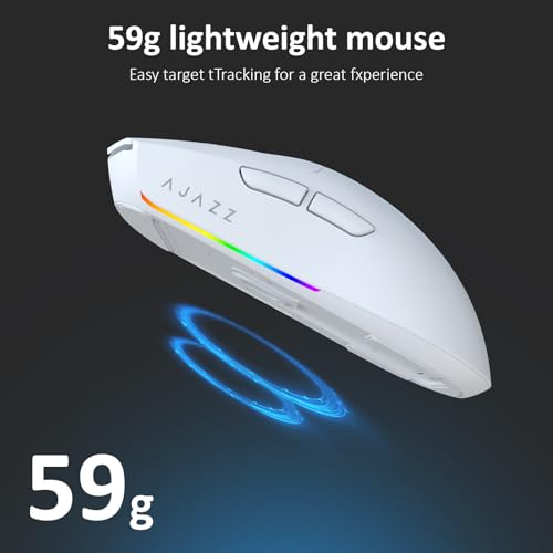 AJ139PRO Dual-Mode 2.4G/Wired Gaming Mouse, 59g Lightweight Design, PAW3395 Sensor, 26K DPI, 300mAh Battery with 40-Hour Battery Life for Windows, Mac Gamer.
