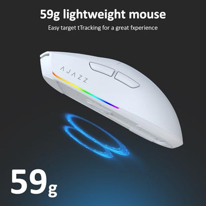 AJ139PRO Dual-Mode 2.4G/Wired Gaming Mouse, 59g Lightweight Design, PAW3395 Sensor, 26K DPI, 300mAh Battery with 40-Hour Battery Life for Windows, Mac Gamer.