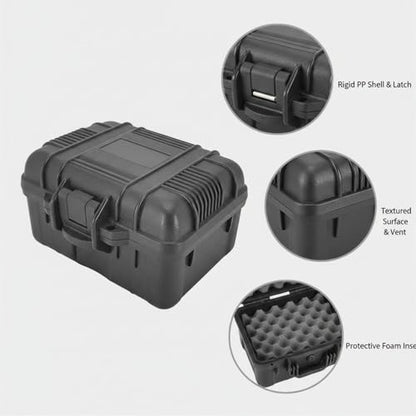 Compact Hard Shell Storage Case with Foam Insert, Durable PP Plastic Protective Box for Small Accessories, 4.9 x 4.3 x 2.8 Inches, Black
