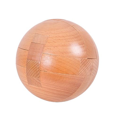 Wooden Brain Teasers Puzzle Handmade Big Wooden Puzzle Magic Ball Toy Intelligence IQ Games 3D Sphere Puzzles for Kids and Adults (Natural Wood) - color: Natural Wood