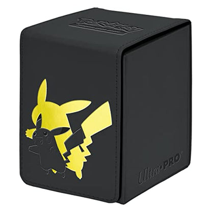 Ultra Pro Elite Series: Pikachu Alcove Flip Deck Box - Premium Leatherette Magic for 100 Double-Sleeved Pokemon Cards & Magic the Gathering - Magnetic Closure & Humor for Trading Card Fans!