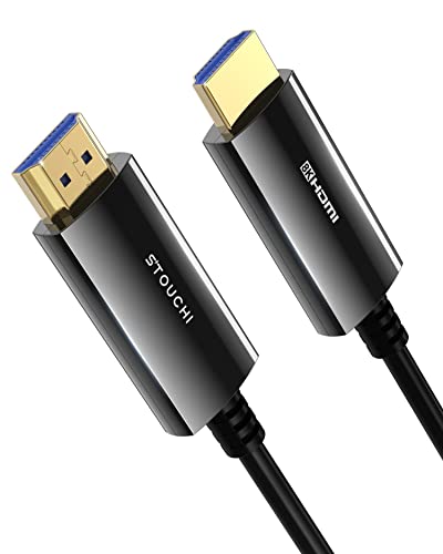 Stouchi Long HDMI Cable Fiber Optic 30ft | 48Gbps, CL3 Rated in-Wall, 10K 8K60Hz 4K120Hz, Dynamic HDR eARC HDCP 2.2&2.3, Compatible for PS5 Desktop and More - color: Grey, size: 30ft