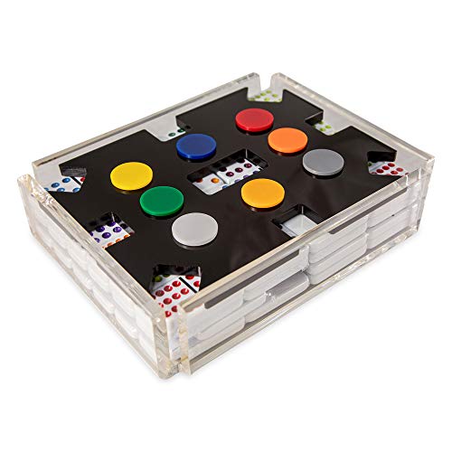 LuxeDominoes Black Acrylic Double 12 Modern Mexican Train Dominoes for Adults - color: Black