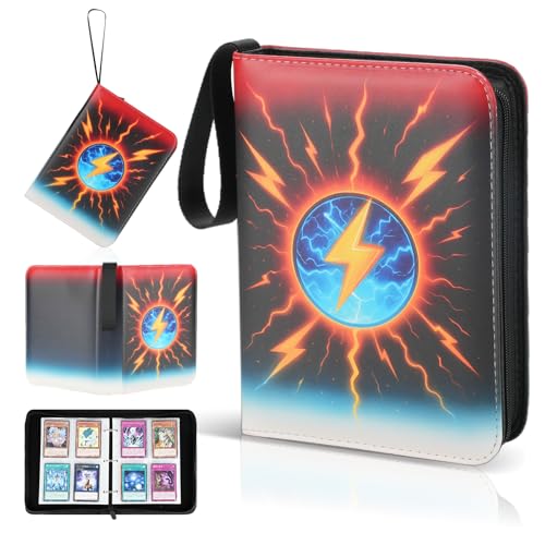 4-Pocket Trading Card Binder, 120 Pages Holds 480 Cards, PU Leather Side-Loading Card Album, Acid-Free Archival Sleeves, Durable Card Organizer for MTG, TCG and Sports Cards, Birthday & Christmas Gift - color: 4-Yellow