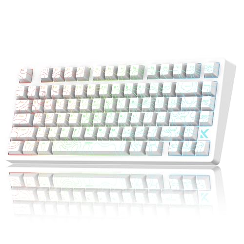 x MCHOSE Jet75 Magnetic Keyboard, 75% Wired Hall Effect Gaming Keyboard (Topograhic White, Starburst Switch) - color: Topograhic White, size: Starburst Switch
