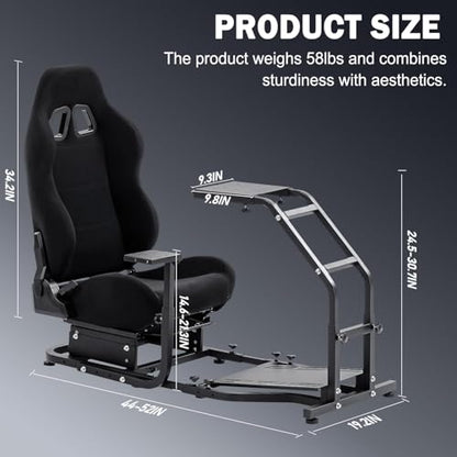 Marada Adjustable Racing Simulator Cockpit with Comfort Racing Seat Fit for Logitech G25 G27 G29 G920 G923, for Thrustmaster T80 T300RS TX F458 T500RS, Race Driving Sim Stand No Steering Wheel/Pedal