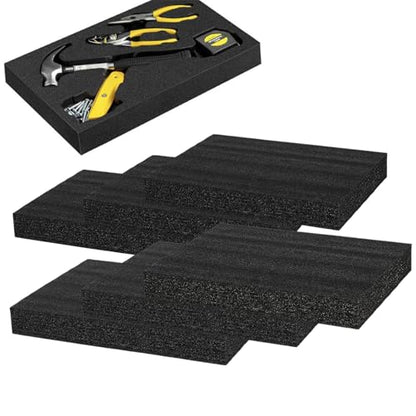 6 Pcs 16'' x 12'' x 2'' Polyurethane Foam - Foam Inserts for Cases Packing Foam Black Craft Foam Sheets for Packing Camera Toolbox Storage - size: 16'' x 12'' x 2''