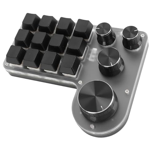 Macro Pad Macro Keyboard, Programmable Keypad Customized 12 Keys Mini Mechanical Gaming Keyboard, One Handed Keyboard Micro Keyboard Macropad 4 Knobs