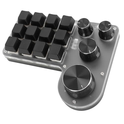 Macro Pad Macro Keyboard, Programmable Keypad Customized 12 Keys Mini Mechanical Gaming Keyboard, One Handed Keyboard Micro Keyboard Macropad 4 Knobs